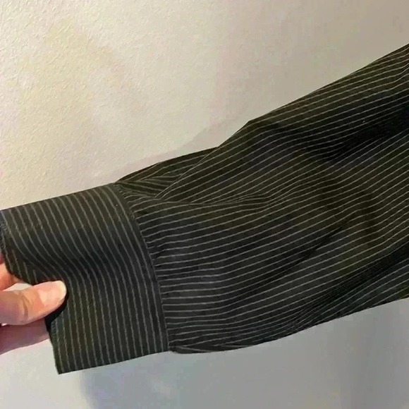 Axcess Mens Classic Fit Long Sleeve Button Down Dress Shirt Black Pinstripe XXL - Picture 11 of 16